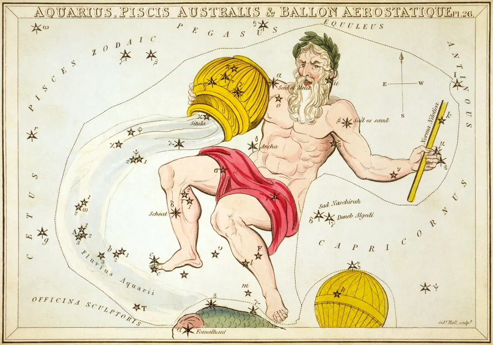Lámina de Acuario, de un atlas del cielo de 1824