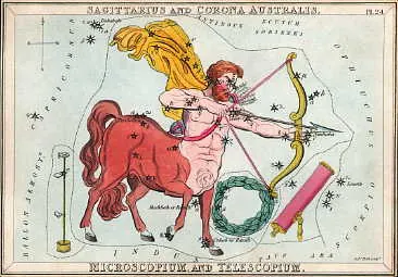 Lámina de Sagitario, de un atlas del cielo de 1824
